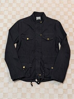 Guess Women’s Black Military Field Jacket with Gold Hardware Size Small